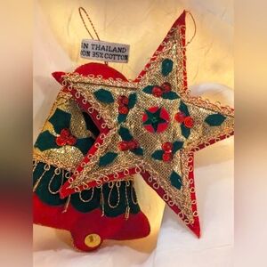 Vintage Embroidered Christmas Ornament Hand Made in Thailand